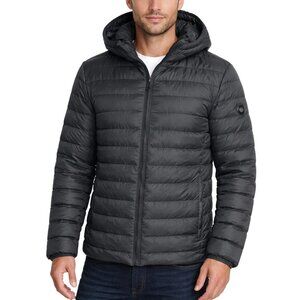 C&Z Black Hooded Puffer Jacket Size 2XL Quilted Full Zip Streetwear Unisex